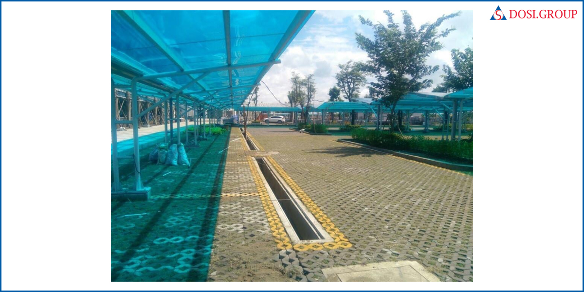 Tấm lợp poly mái che hành lang bệnh viện